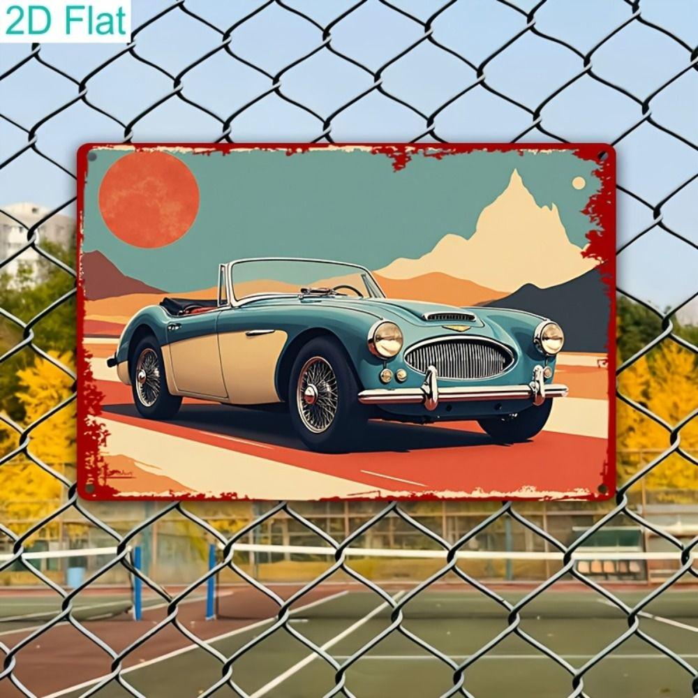 Vintage Metal Car Sign Decor Gift For Auto Lovers Garage Wall Art