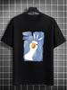 Unisexs Tshirt Graffiti Art Confused Duck Print Tshirt Shirt Summer Loose Top Street Fashion Round Neck Unisexs Clothing