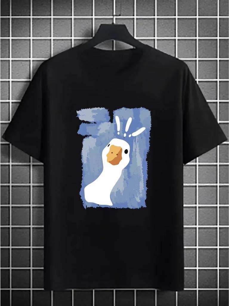Unisexs Tshirt Graffiti Art Confused Duck Print Tshirt Shirt Summer Loose Top Street Fashion Round Neck Unisexs Clothing