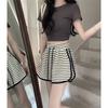 Striped High-waisted Sports Pants Women's Loose Wide Leg Shorts Summer Thin Straight Elastic Waist Ins Casual Pants