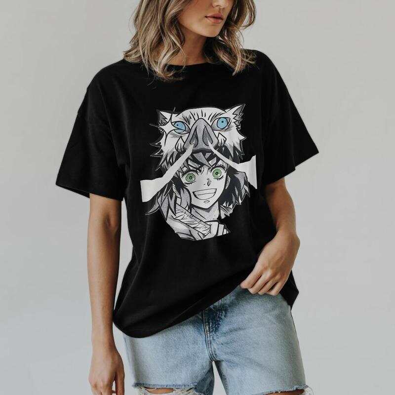 

Unisex T-shirt featuring Inoue Hashibira wielding a double-edged Nichirin Blade, Demon Slayer unisex T-shirt, anime fan unisex T-shirt design. XXXL