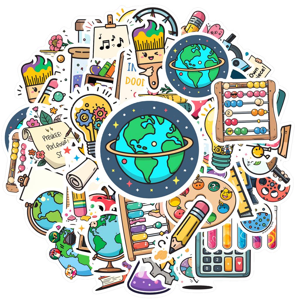 Fun Education Decals Colorful Art School Supplies Stationery Stickers For Fridge Laptop
