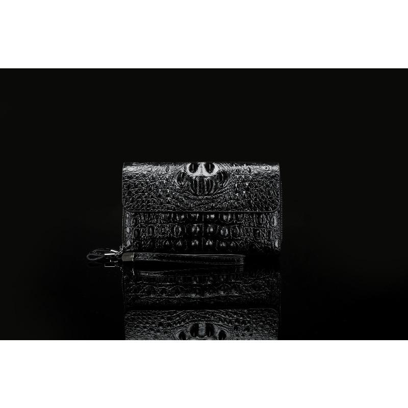 Black alligator pattern clutch bag men's new bag cover business men's bag double zipper men's wallet