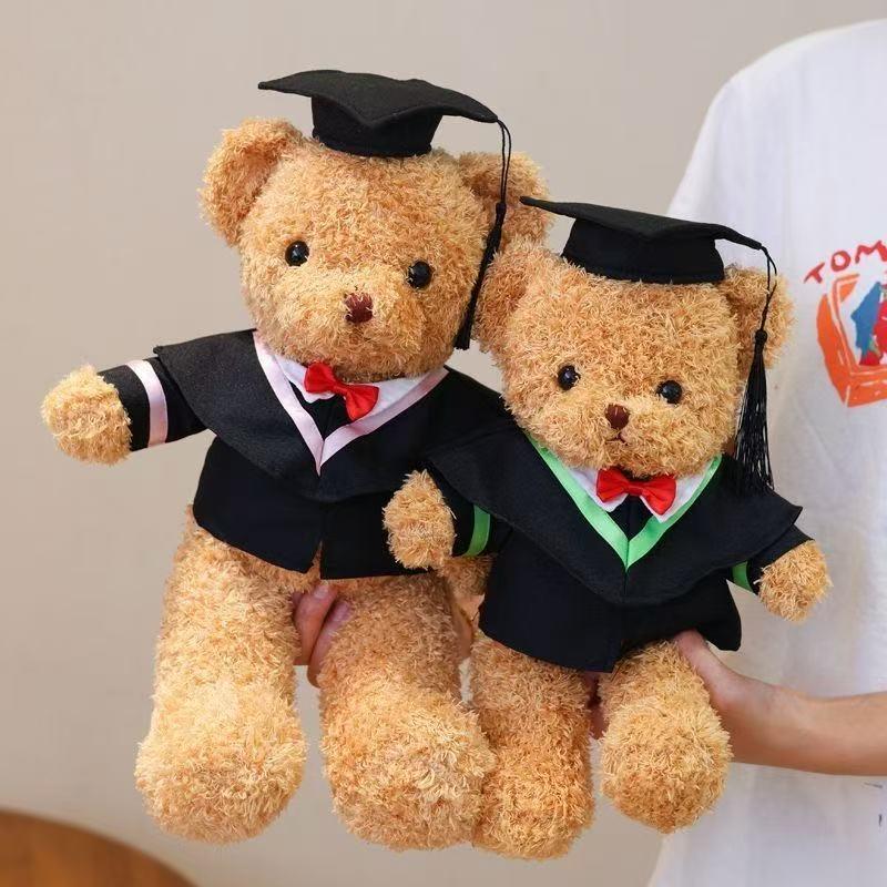 PhD Graduate Teddy Bear with Gown & School Emblem Logo