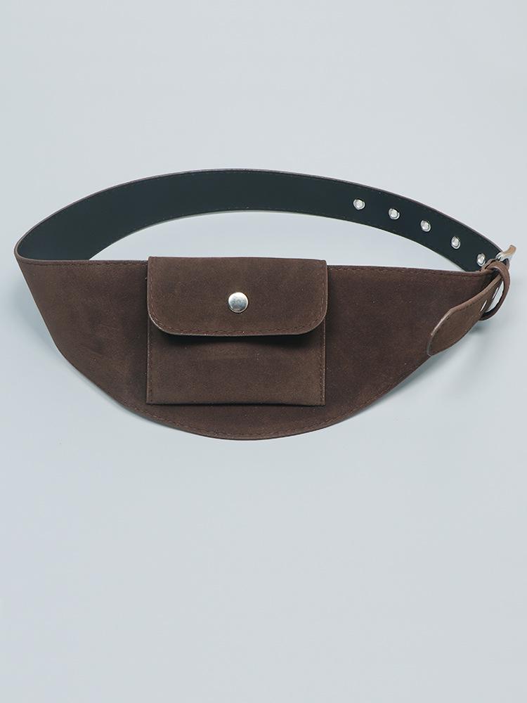 Women's Brown Vintage Suede Waist Bag - High-End Decorative Belt for Jeans & Skirts