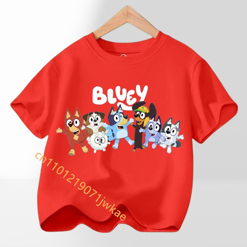 Boys Girl Short Sleeve Tee Cute Outfits Gift T-Shirt Multi-color Bluey Kids Tees Clothes T Shirts Children Cartoons Casual Tops