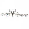 Vintage Gold And Silver Boho Gypsy Deer Head Triangle Turquoise Alloy Rings For Men And Women