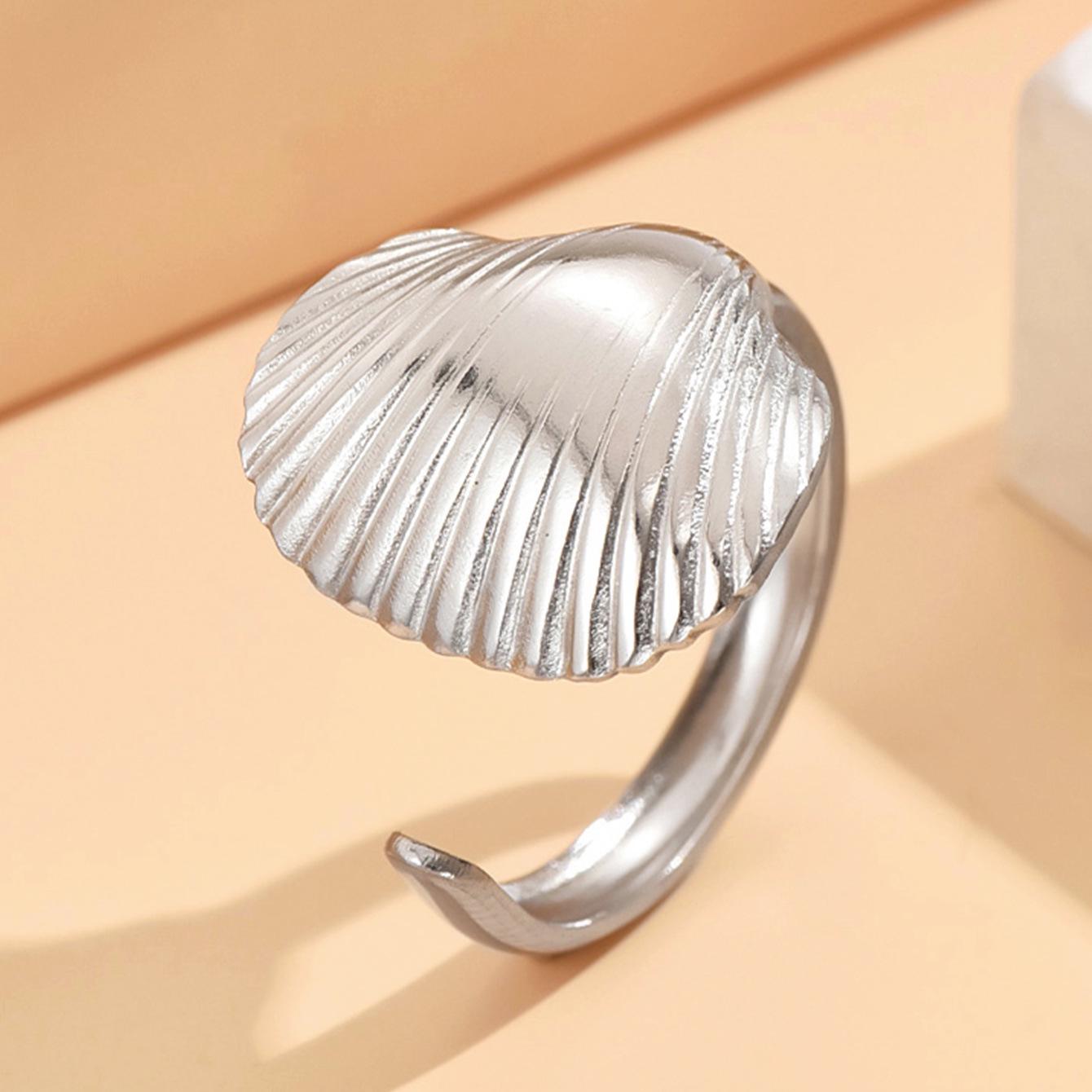 Fashion Fresh Ocean Series Open Stainless Steel Finger Ring - Holiday Style Jewelry