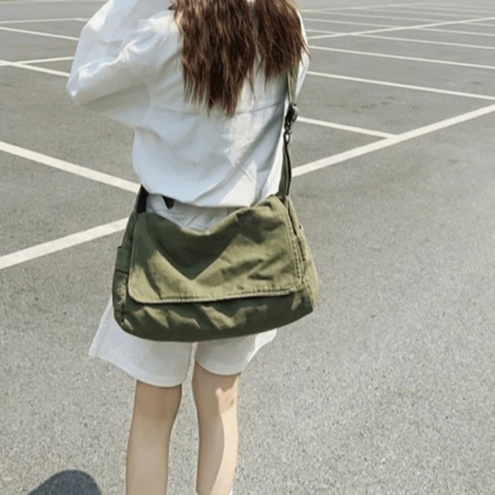 Canvas Messenger Bag Korean Style Simple Shoulder Bag Portable Nylon Crossbody Bag Sport