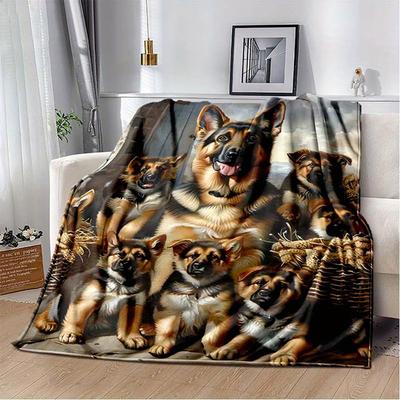German Shepherd Printed Blanket , Warm and Comfortable Throw Blanket Sofa Bed Sofa Camping Trip, the Best Gift.