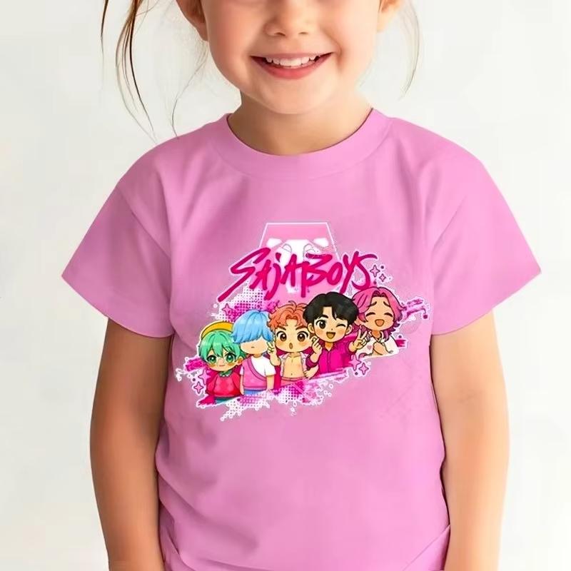 2025 Hot Movie KPop Demon Hunters Saja Boys Print Kids T-shirt Soft Summer Tops Print T Shirts Children Clothes Girl Boy