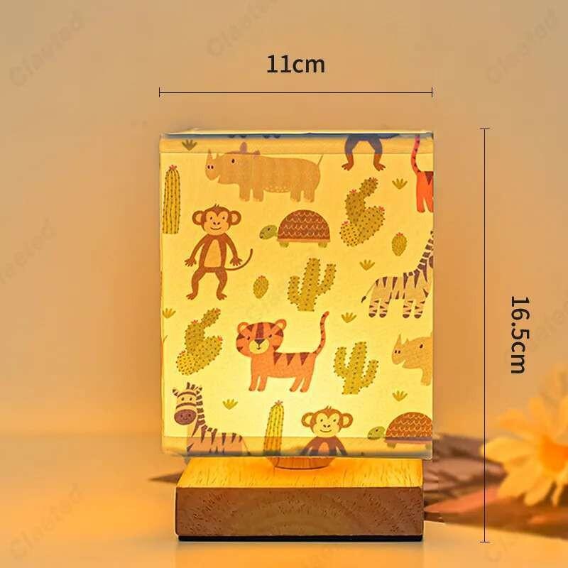 

USB LED Solid Wood Fabric Desk Lamp for Children s Study Room Bedroom Decor Warm Light