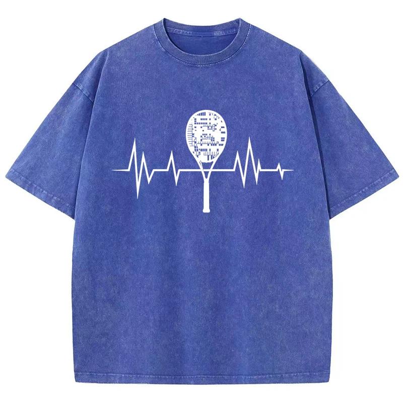 Women Electrogram Of Tennis Racket Print Tee Shirt Male Cotton Soft T Shirt Originality Breathable T-Shirts Clothes