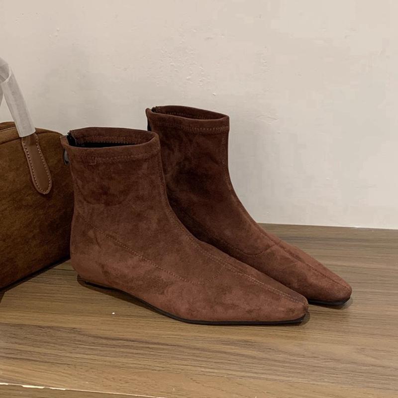 Fashion SUOJIALUN Winter New Brand Women Ankle Boots Fashion Square Low Heel Casual Short Boots Back Zip Ladies Dress Chelsea Boost