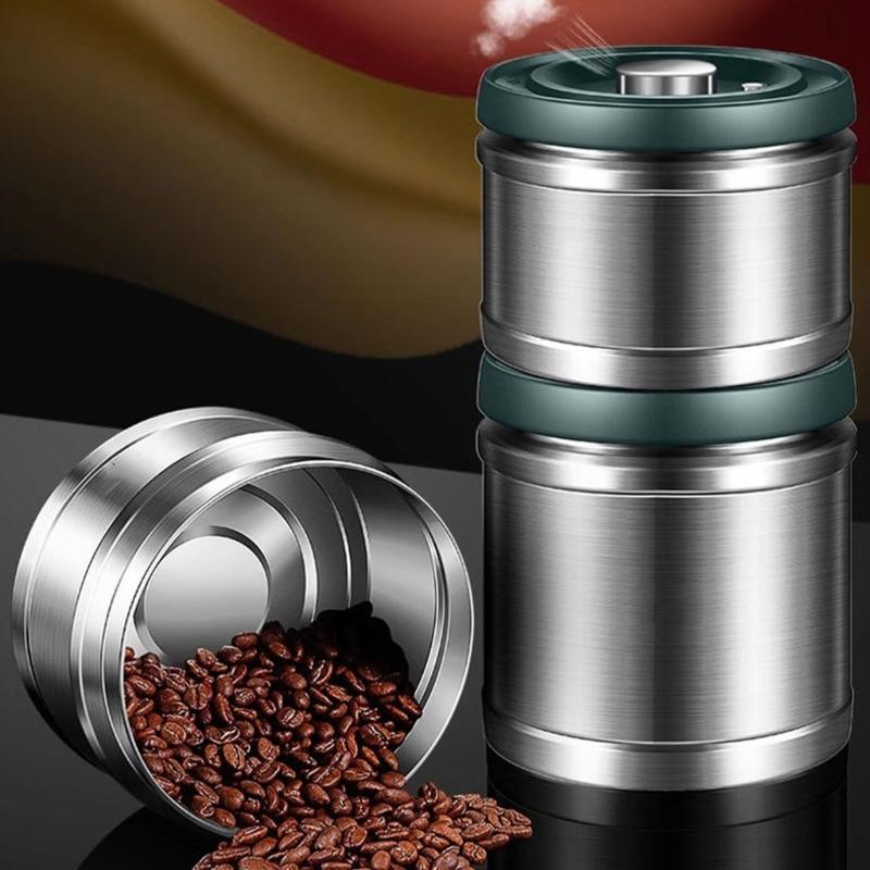 Vacuum Seal Container With 304 Stainless Steels Construction Kitchen Canister Metal Dry Goods Storage Organiser