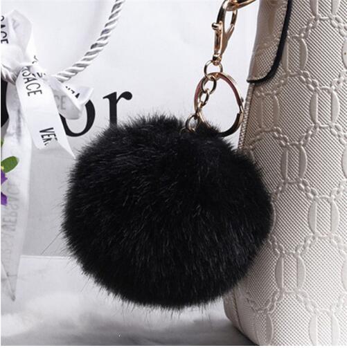 Car Women handBag Key Chain Fashion Pearl Chain Crystal Bottle Bow Pompom Keychain Fluffy Puff Ball Keychains Jewelry