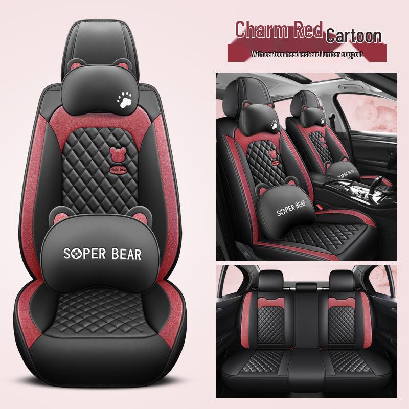 Universal Full Leather Car Seat Cover – All-Season, Cute Design, Full Surround Fit