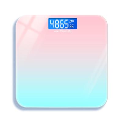 180kg Gradients Pink Color Bathroom Scales Floor Digital Scale Body Weight Glass Led Smart Scales Electronic Balance Body Scale