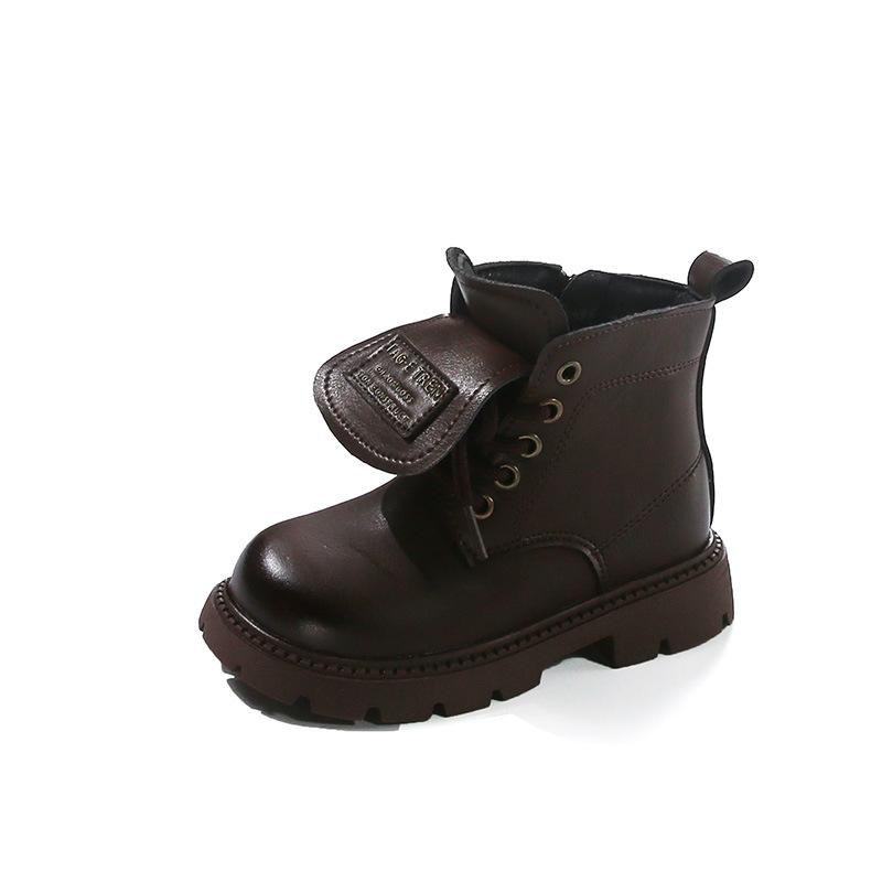 

Осенние одинарные ботинки Мужская и женская обувь Модные нескользящие кожаные ботинки в британском стиле Ботинки с круглым носком 36 темно-коричневого