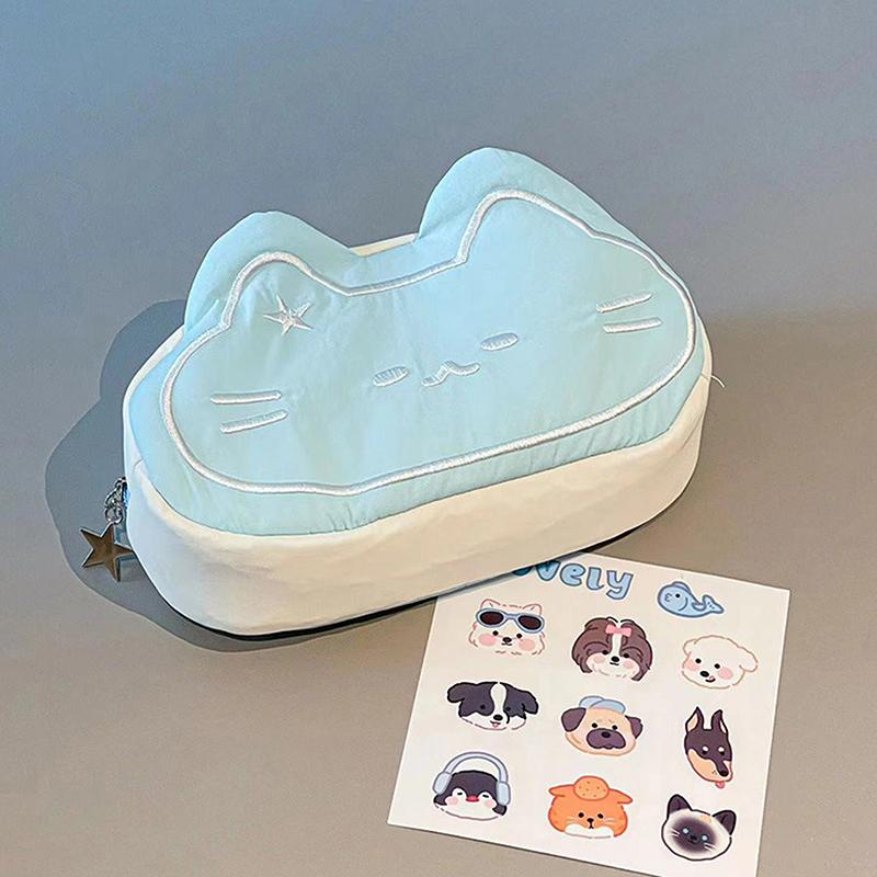 

Кавайный мягкий пенал для кошек, милая мультяшная сумка для карандашей, сумка для хранения канцелярских принадлежностей, косметичка большой вместимости, школьные офисные принадлежности