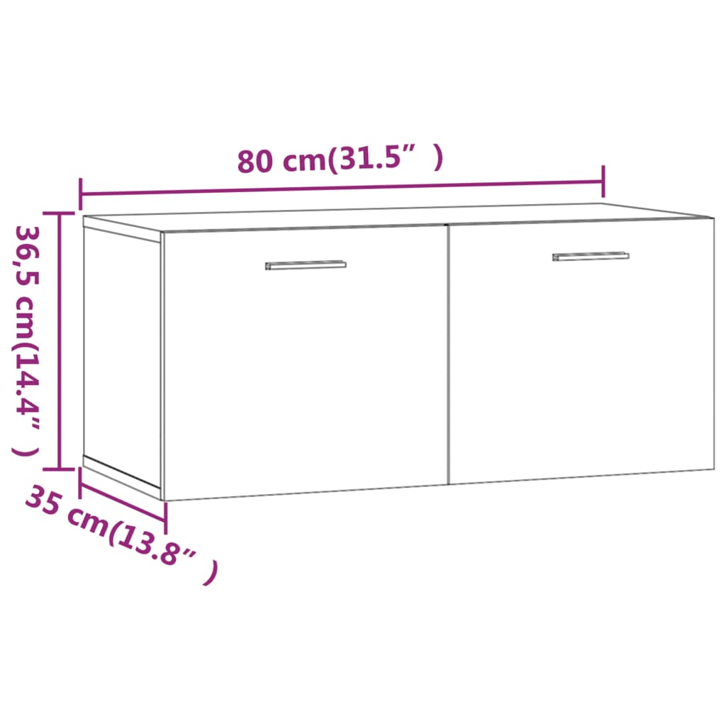 Wall Mounted Cabinet in Smoked Oak Finish 80 x 35 x 36.5 cm Particleboard