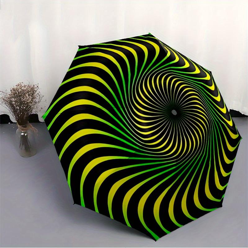 1pc Optical Illusion Pattern Folding Umbrella With Excellent UV Protection, 8 Ribs Casual Durable Lightweight Portable Travelling Umbrella F