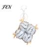 Soft Fermented Bean Curd Pendant Plush Keychain, Fluffy Doufu Bag Decoration Keychain Charm with Keyring, Backpack Handbag Purse Accessories