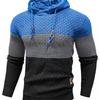 Autumn Winter Men's Jacquard Sweatshirt Long Sleeve Hoodie Color Block Hooded Sweatshirt