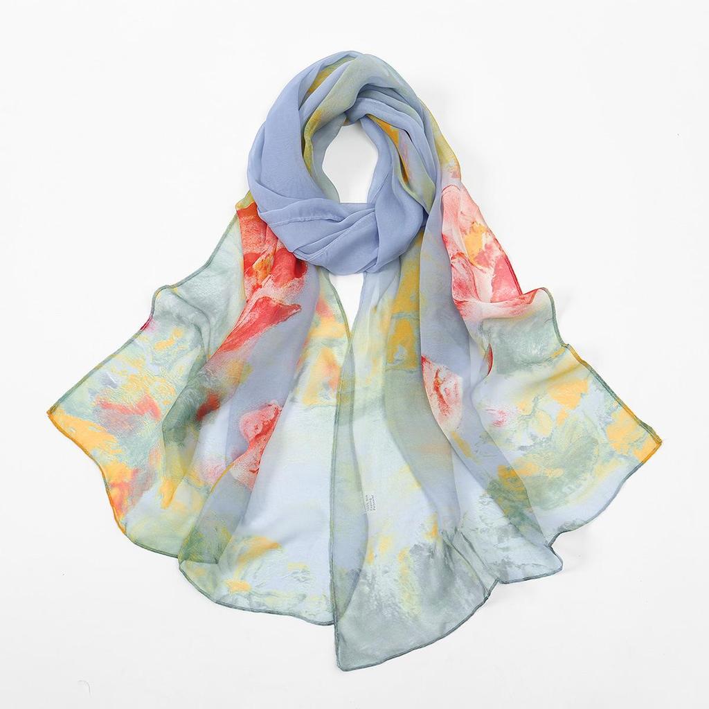 Letni szalik georgette z filtrem przeciwsłonecznym Lotus: Cienki szal Moonlight i ręcznik plażowy