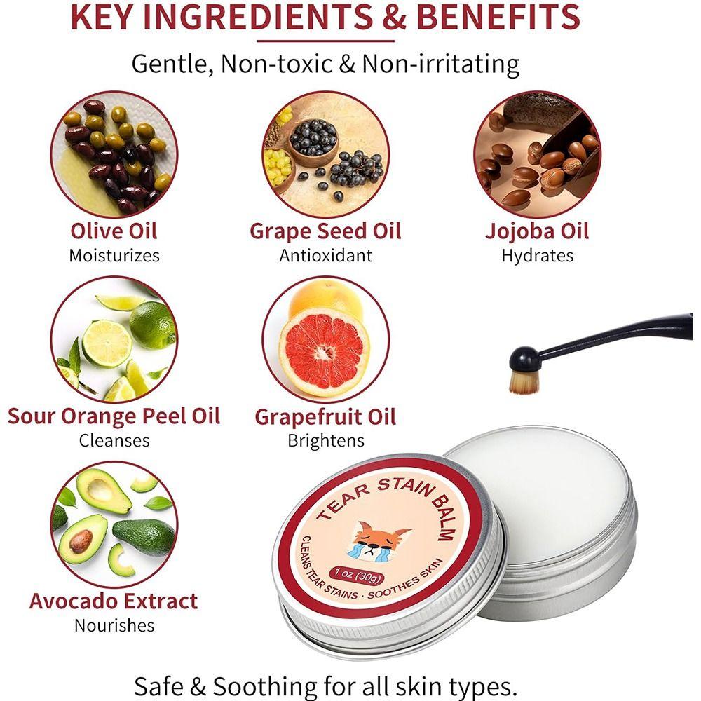 Safe Gentle Eye Care with Professional Brush Tear Stain Cream  for Dogs & Cats