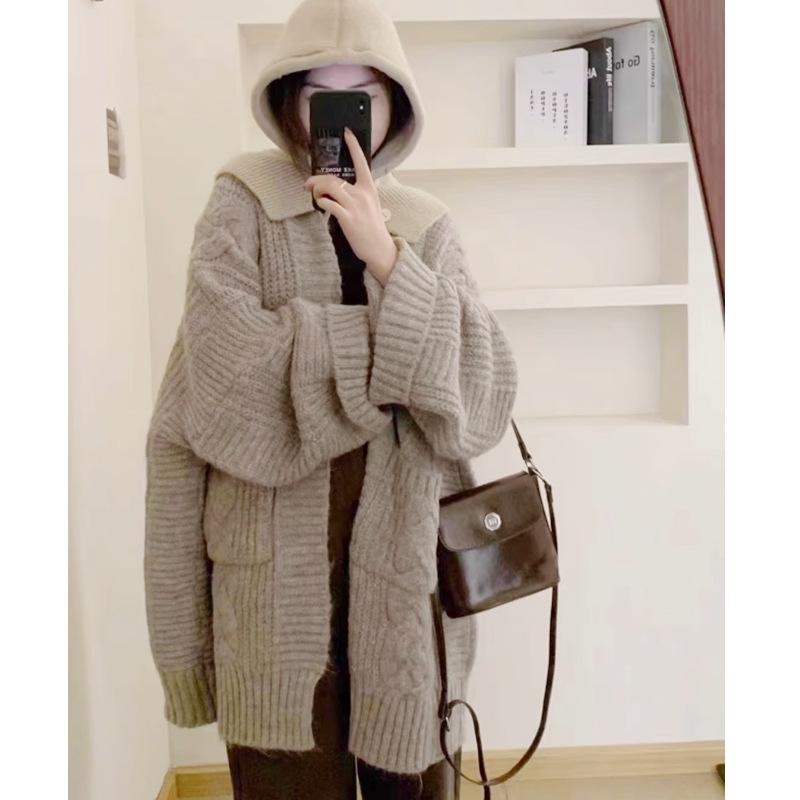 Korean Loose Knit Sweater Cardigan - Mid-Length Women's Autumn/Winter Style