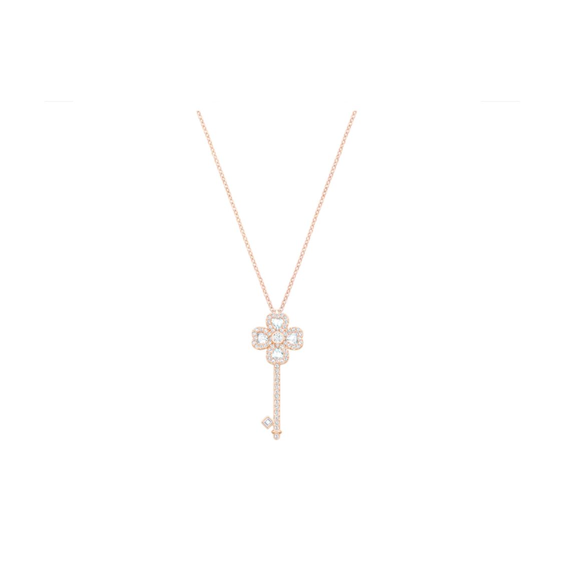 

Swarovski Fashion Rotating Four-Leaf Clover Key Necklace Sweater Chain Women necklace Rose-Gold 5422282 Box (Random Color)