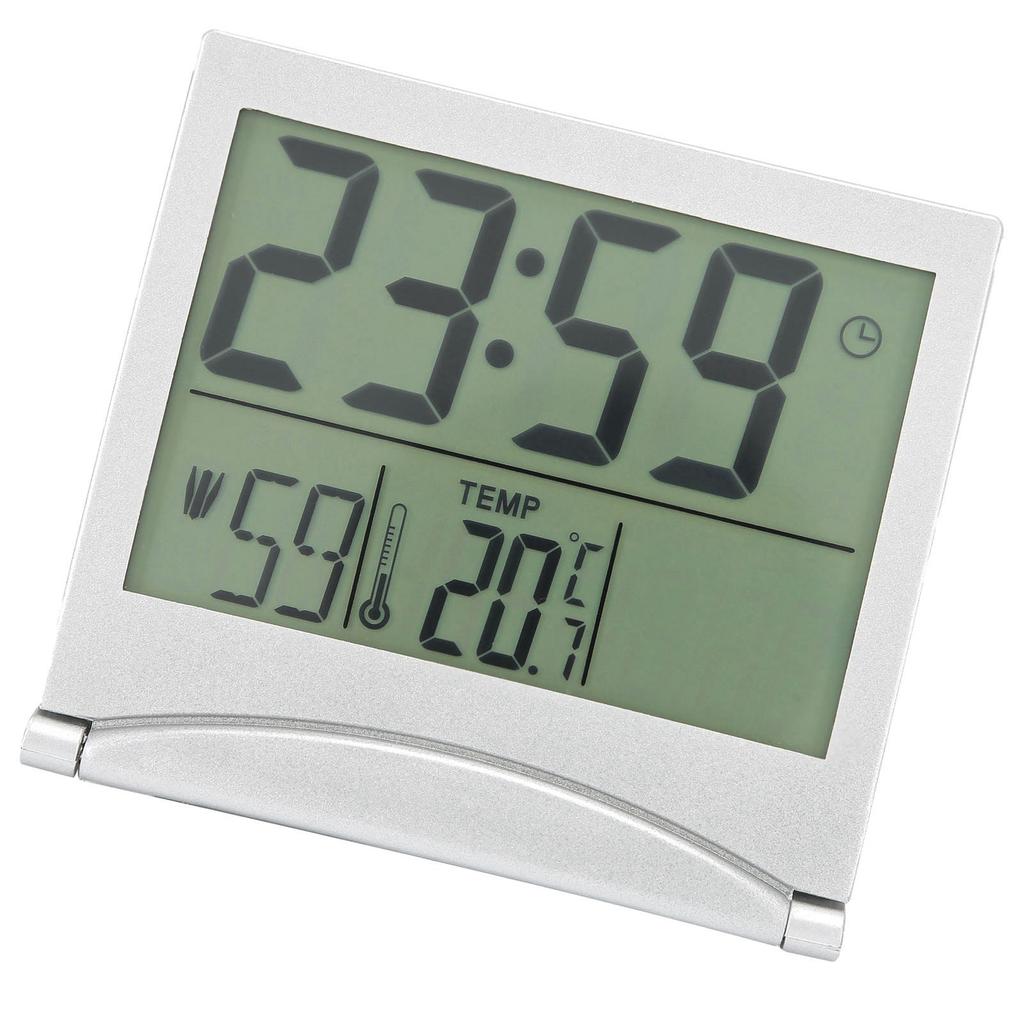 Electronic Compact Desk Alarm Clock Foldable Calendar Temperature Timer Clock for Travel
