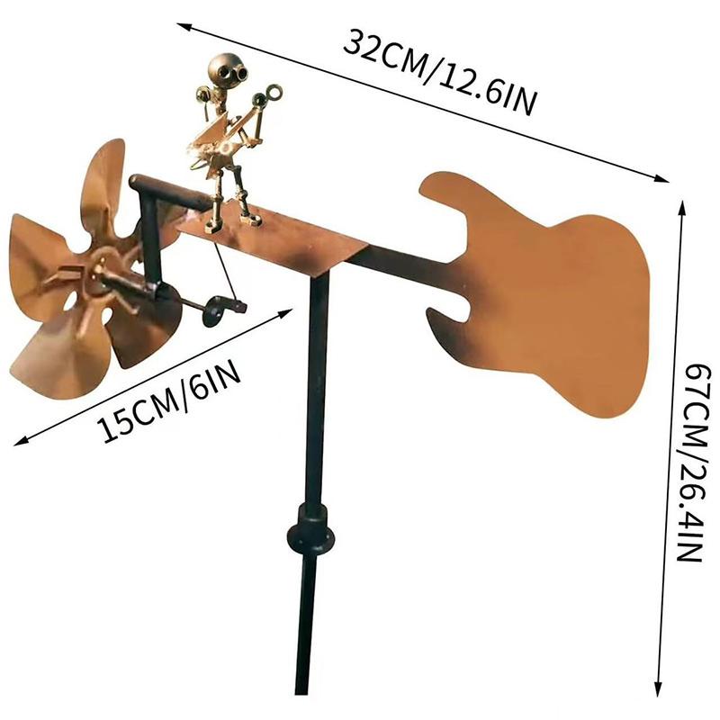 

Металлическая рок-группа Статуя ветряной мельницы Ручная работа Креативное украшение в форме ветряной мельницы Домашний двор Газон Декоративное украшение золотистый