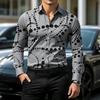 Men's Geometric Polka Dot Print Long Sleeve Shirt Slim Fit Casual Tops