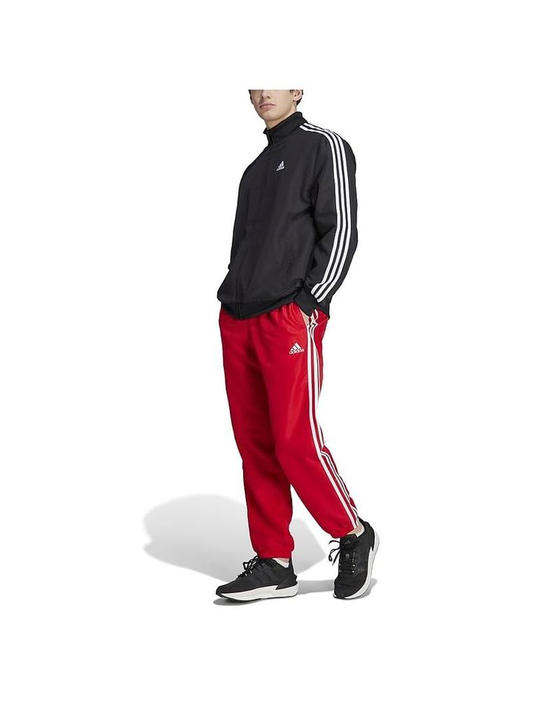 Adidas Pletená tepláková souprava pro muže s šarlatovými 3 pruhy, Černá/Bílá/Lepší (IJ6060) J/S