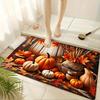 Fußmatte Thanksgiving Kürbis Ahornblatt Rutschfest Maschinenwaschbar Rechteckig Heimdeko Teppich für Wohnzimmer Schlafzimmer Küche Badezimmer Waschküche Langlebig Po