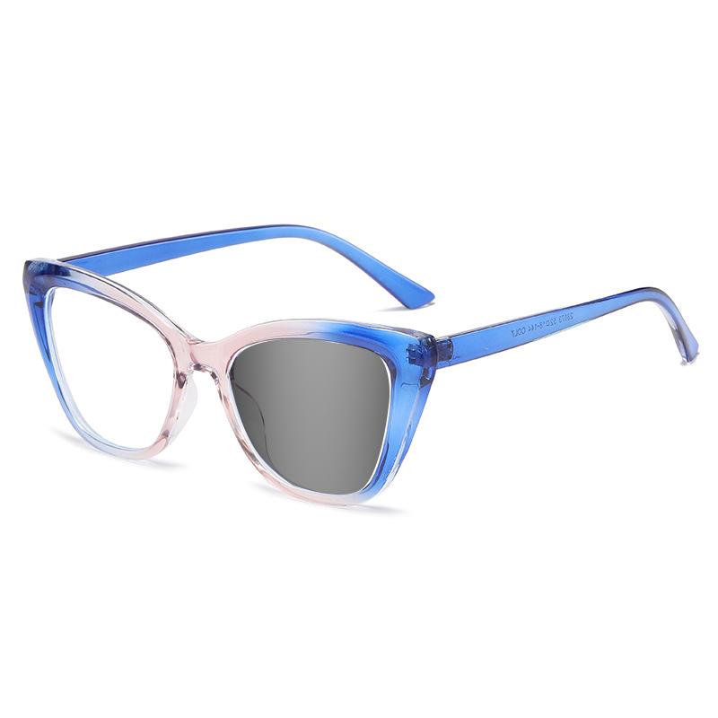 Fashion Luxury Brand Design Cat Eye Patchwork Color Frame Photochromic Anti Blue Ray Computer Women Reading Glasses +1 +2 +3 +4