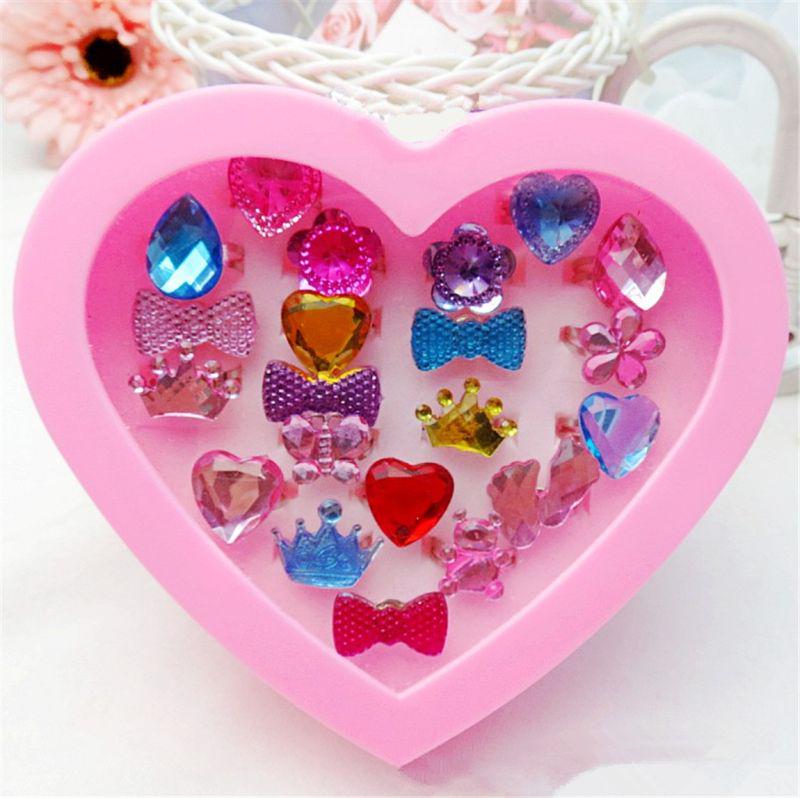 1 BOX Fancy Adjustable Gem Rings Princess Party Favors Kids Girls Gifts Action Figure Toy