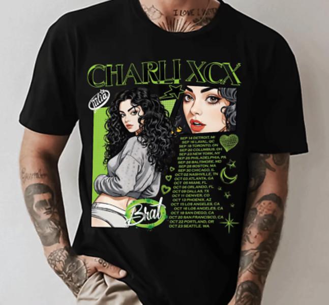 

НОВАЯ Футболка с принтом турне Charli Xcx Черный Хлопок Унисекс Все размеры S-5XL Подарок Другу HRO83 Унисекс Футболка Графическая футболка S