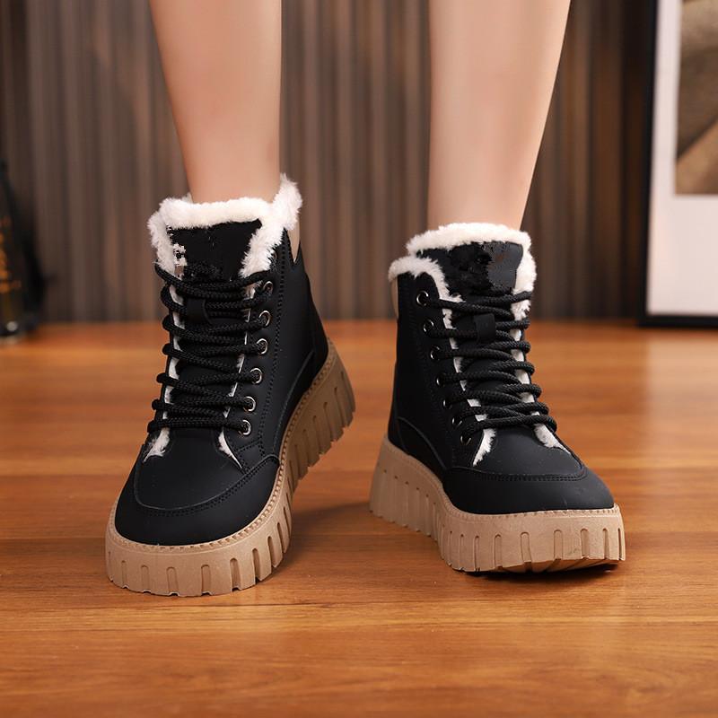 Winter Footwear Plus Large Size High Top and Velvet Platform Warm Casual Women's Boots and Shoes