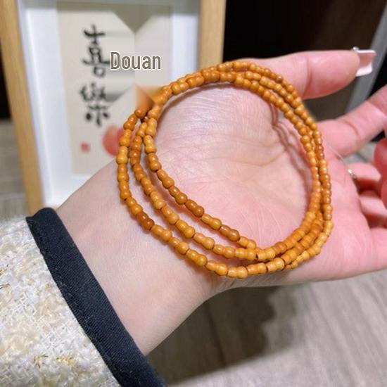 Olive Pit Gourd Bracelet & Necklace - 110 Bead Core Carved Accessory for Men and Women