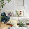 4 Pcs Lily Of The Valley Single-Sided Printed Pillowcase Cushion Cover,Suitable For Living Room,Bedroom,Car Decoration