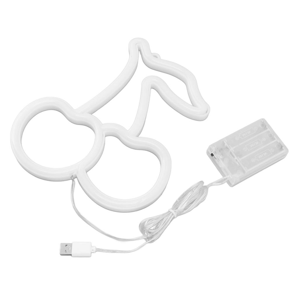 LED Neon Night Light Lamp USB Powered Decorative Wall Fruit Neon Sign Light for Wedding Party Red Lighting Cherry Shape