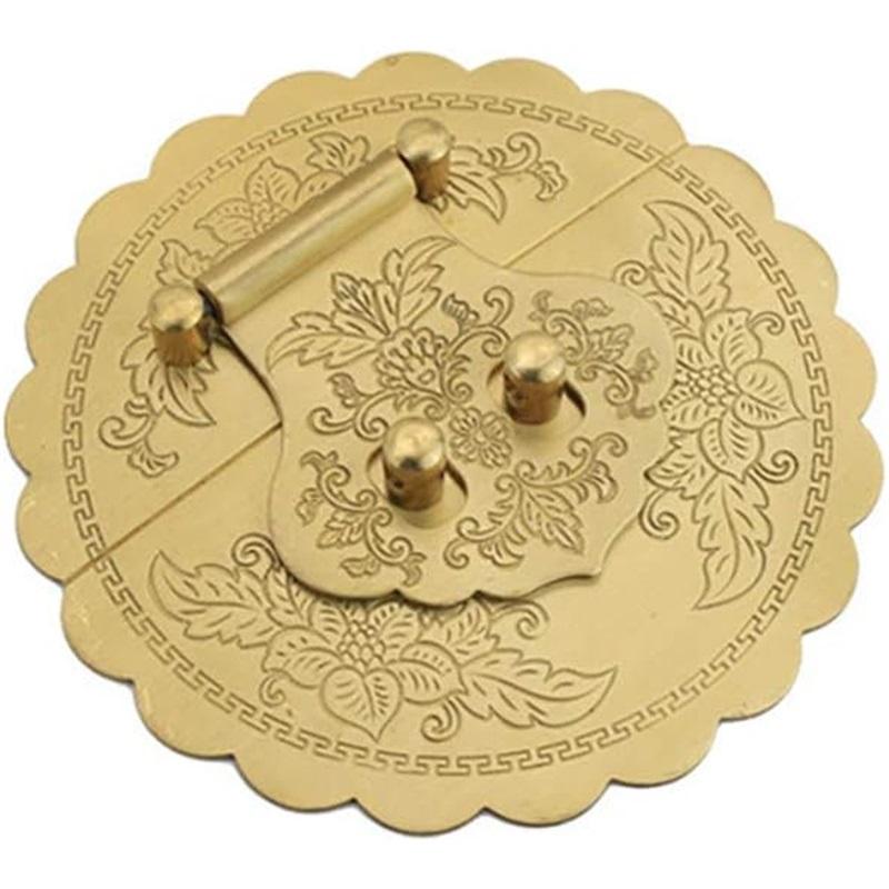 

Антикварная латунь 3,54 /9 см круглая тисненая латунная защелка пряжка замок защелка шкаф коробка мебельная фурнитура защелка (Античная бронза) золотой
