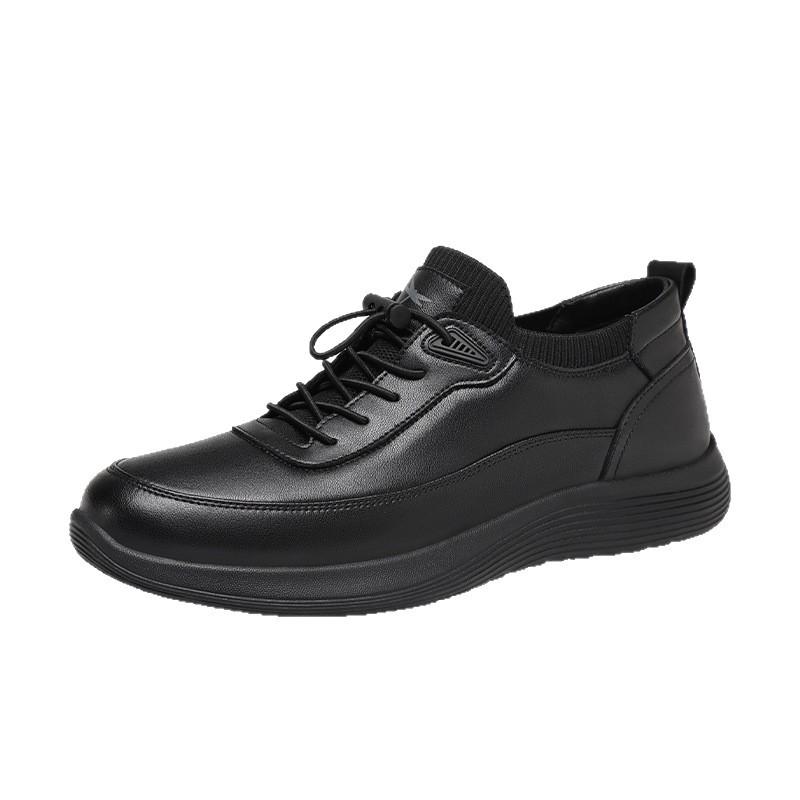 Red Dragonfly Men's 2025 Slip-On Leather Sports Shoes - Comfortable, Non-Slip, Waterproof Travel Shoes in Black