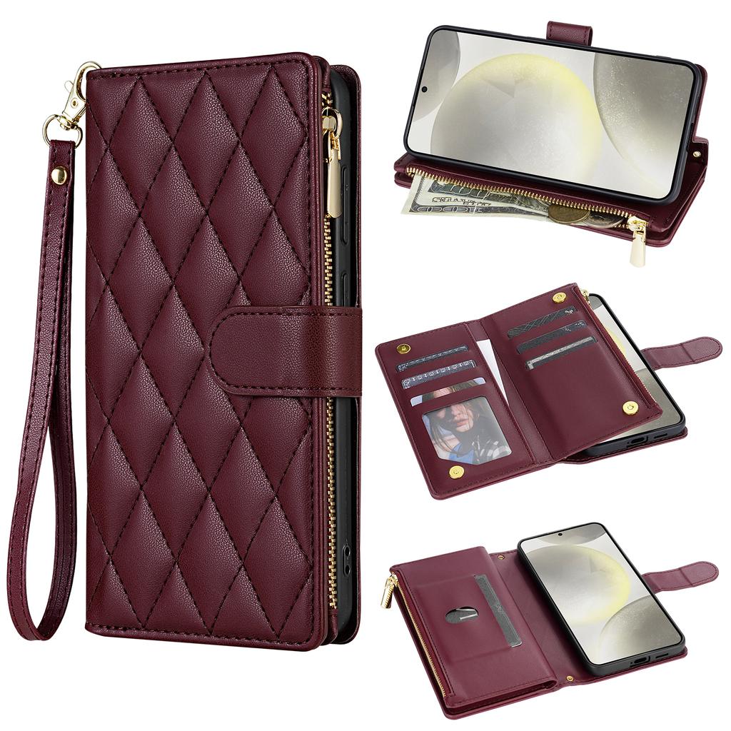 Custodia a Portafoglio Lusso a Tracolla in Pelle a Libro con Slot per Carte Magnetiche per Samsung S26 Ultra S25 Plus S24 S23 A36 A56 Tasca con Cinturino