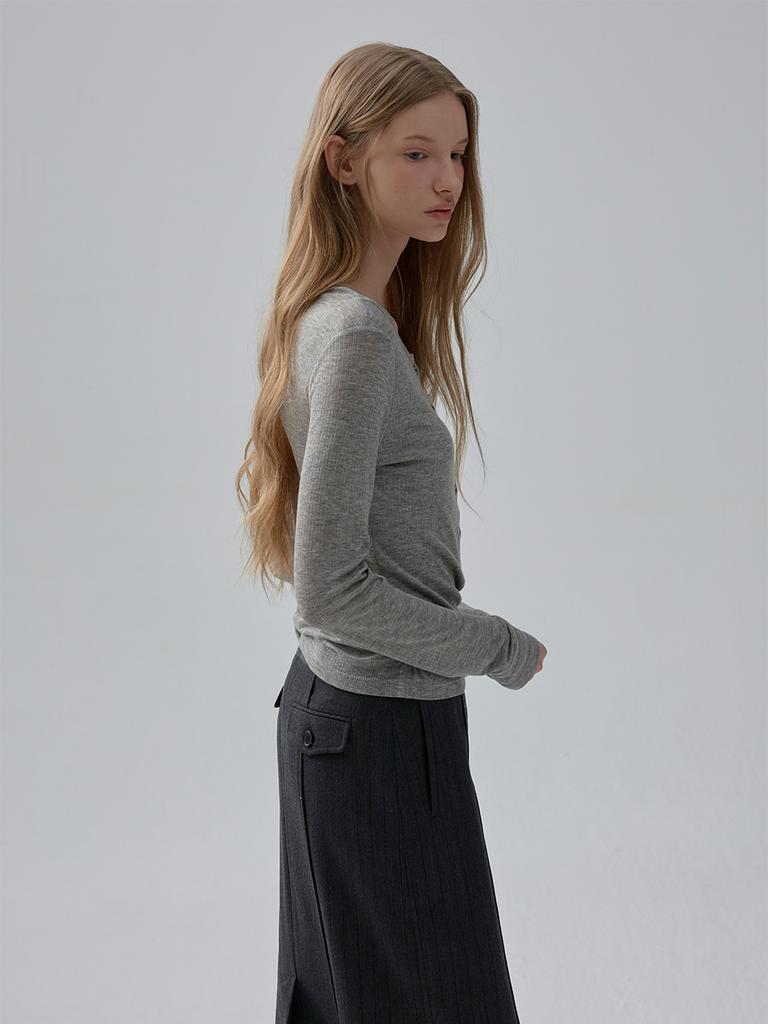 MOAT Henley Neck Double T-Shirt (Ash Gray)