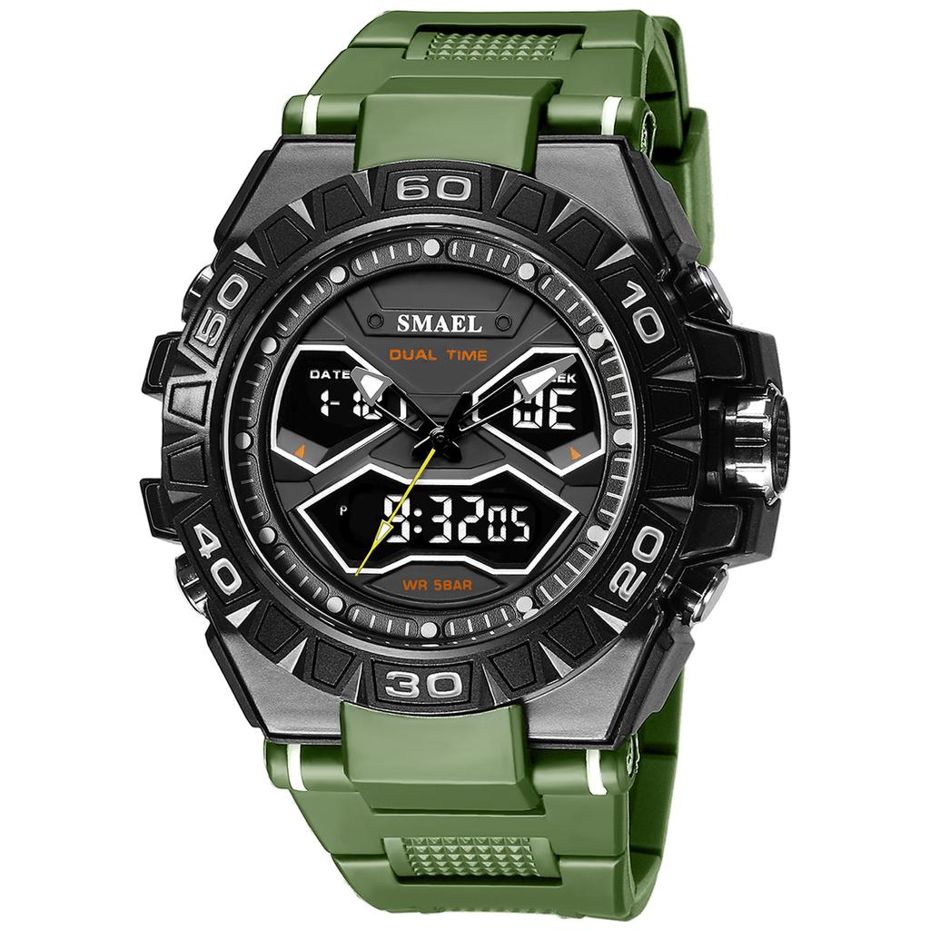 SMAEL Trend Personality Function Watch Male Student Alloy Double Display Waterproof Luminous Quartz Watch