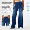 High Waist Loose Denim Straight Pants Solid Color Casual Pocket Wide Leg Pants Female Autumn Loose Comfortable Trousers